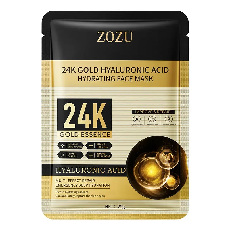 24K Gold Hyaluronic Acid Facial Mask – 10-Pack