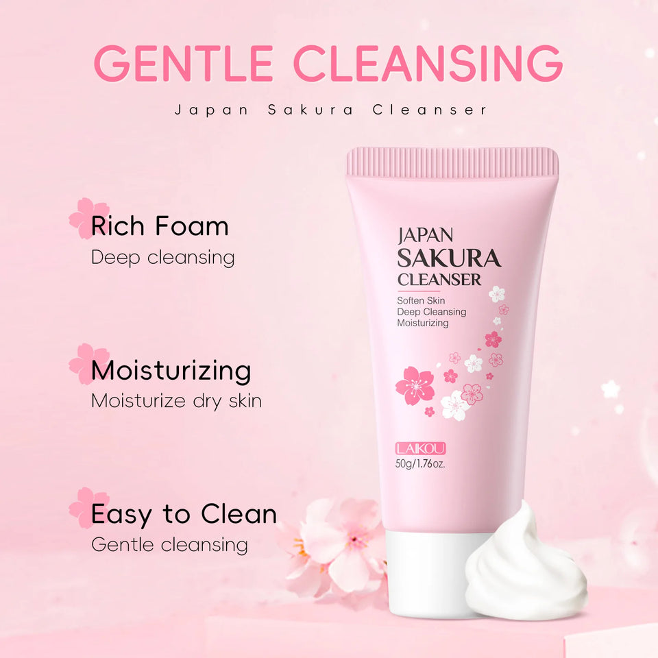 Sakura Foam Face Cleanser – Anti-Acne & Deep Cleansing, 50g