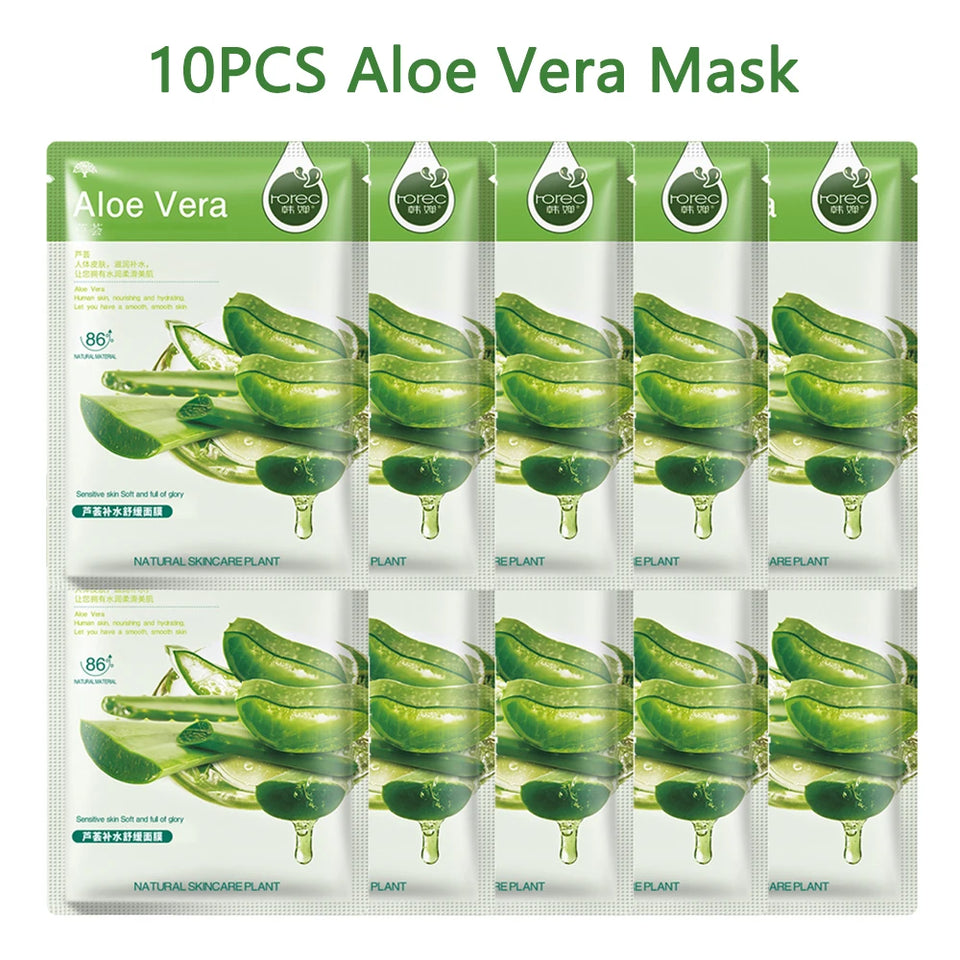 Hydrating & Whitening Facial Sheet Mask – 10 Pcs