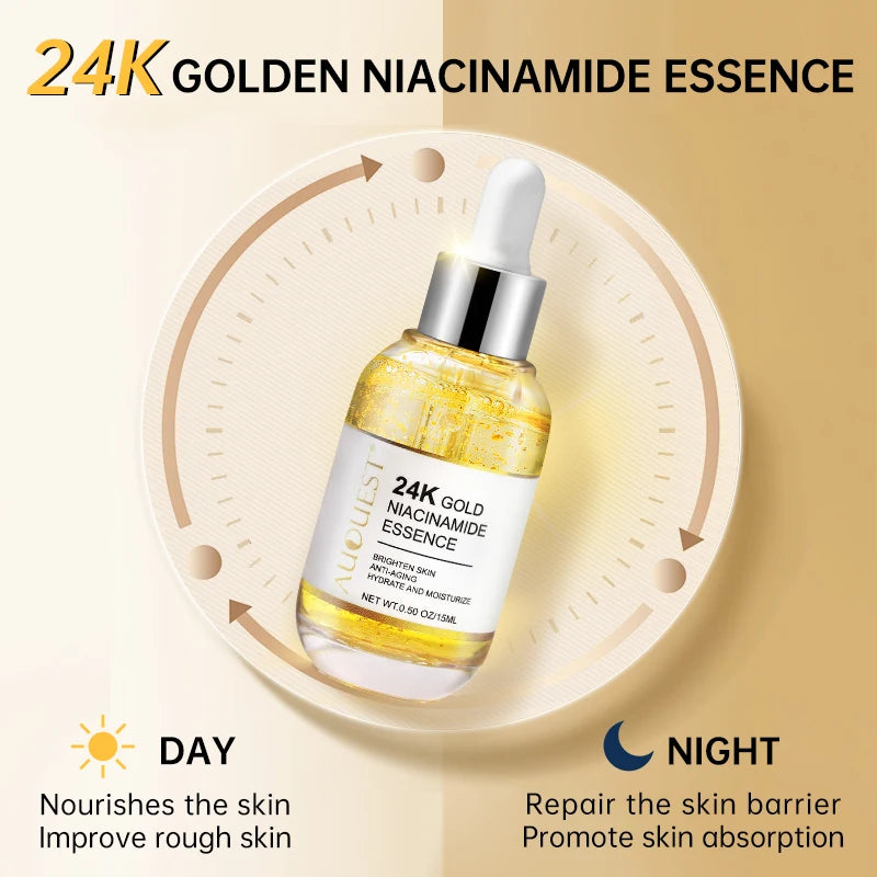 24K Gold Niacinamide Face Serum with Hyaluronic Acid – 15ml