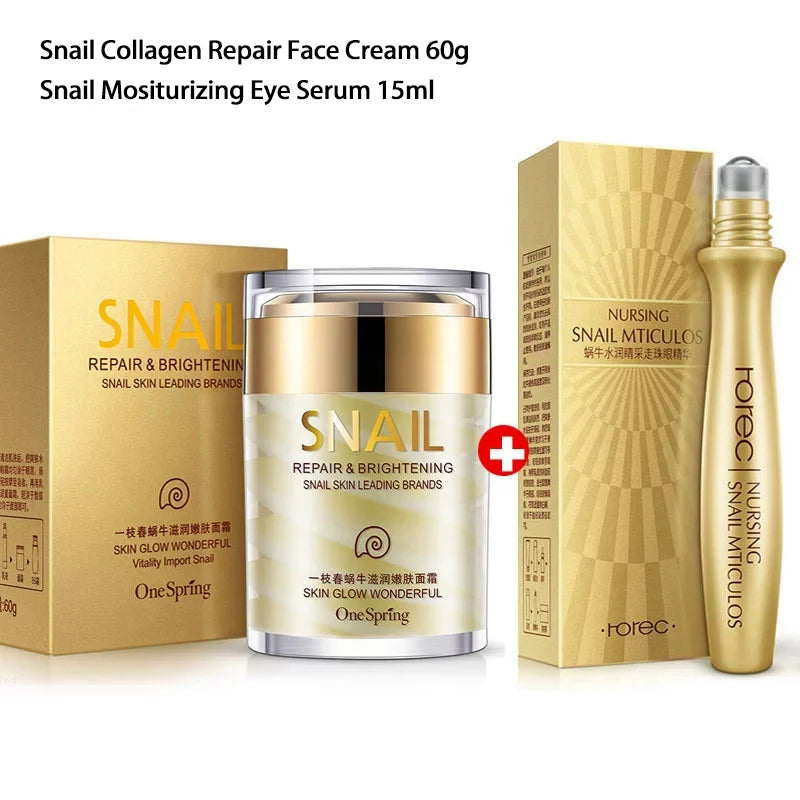 Snail Collagen Moisturizing Cream & Eye Roller Set